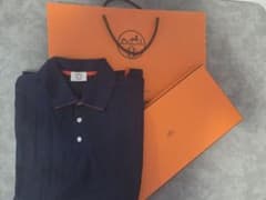 花様専用 HERMES メンズ ポロシャツ ネイビー エルメスドゥブル・ジュ