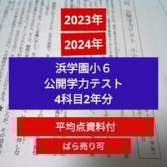 2023年2024年】浜学園小6 公開学力テスト 4科目2年分 平均点資料付