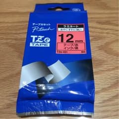 [新品]P-touch ピータッチ 12mm 赤テープ 黒インクのサムネイル