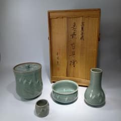 値下げ茶道具　韓国無形文化財(東国窯)高麗青磁　象嵌皆具一式 値下げ茶道具 韓国無形文化財(東国窯)高麗青磁 象嵌皆具一式 - メルカリ