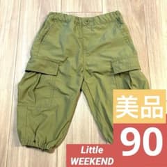 【美品】90サイズ　カーゴパンツ　カーキ　little weekendのサムネイル