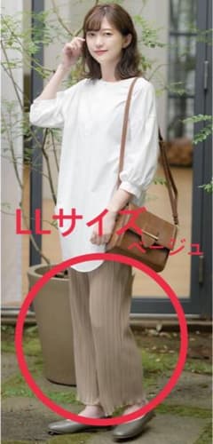 プリーツパンツ dearful しまむら LL ベージュ プチプラのあやのサムネイル
