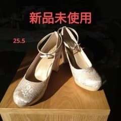 ハイヒール 太ヒール 総レース ピンクベージュ ストラップのサムネイル
