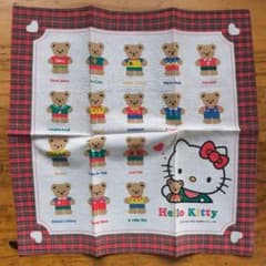 新品 包装紙付き】ハローキティ 1992年 ハンカチ タータンチェック