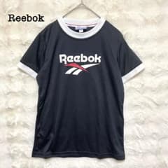Reebok リーボック　リンガーTシャツ　黒　【M】 ベクターロゴ　スポーティ
