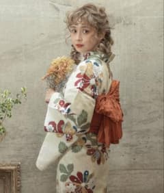 DITA-浴衣 兵児帯2点セット レトロ花柄 アイボリー - メルカリ