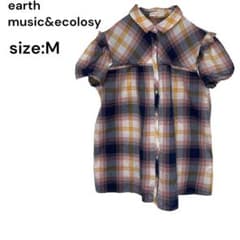 earth music&ecolosy シャツ　トップス　半袖　チェック　Ｍ