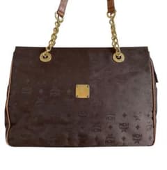 希少！廃盤品】MCM チェーンショルダーバッグ ロゴ総柄 旧ロゴ期 PVC