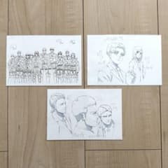 Movie version Attack Titan Admission Bonus: Replica Original Artwork Postcard Set (3 pieces) - Anonymous Shipping