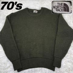 美品✨ 70s 茶タグ ノースフェイス ニット ウール 肉厚 グリーン L 美品✨ 70s 茶タグ ノースフェイス ニット ウール 肉厚 グリーン L
