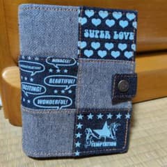 【美品】デニム調 システム手帳 パッチワーク風 平成レトロのサムネイル