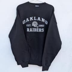 90s-00s ロゴアスレチック NFL レイダース スウェット 黒 L アーチ