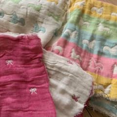 fuwara はぎれ 6重ガーゼ 女の子 カラフル リス リボン ハンドメイドのサムネイル