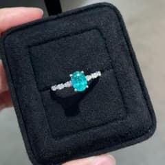 S925純銀】6×8mm 約1.5ct ラボグロウン・パライバトルマリンリング