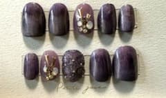 ハンドメイド ネイルチップ パープル マグネット ニュアンスのサムネイル