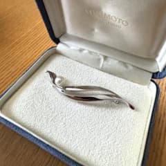 MIKIMOTO シルバー パール ブローチ日本放送協会 記念品 NHK刻印有 MIKIMOTO シルバー パール ブローチ日本放送協会 記念品 NHK刻印有