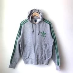 adidas トレフォイル　ジップアップパーカー グレー グリーン　O LLのサムネイル