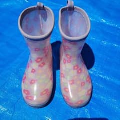 キッズ用花柄長靴 滑り止め付きのサムネイル
