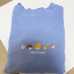 めいちゃん 夢街ナイトウォーク にゃんぴーず刺繍トレーナー 青 ブルーのサムネイル