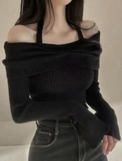 【美品】GRL ホルターネックオフショルダーリブニットのサムネイル