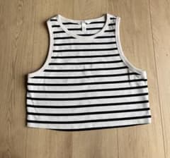 H&M ボーダー タンクトップ クロップド丈　XLサイズ