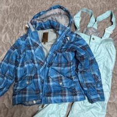 子供用　スキーウェア 上下セット　サイズ120 青系チェックのサムネイル