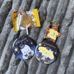 キーホルダー 缶バッジ 4点セット ポムポムプリン コロコロクリリン ポチャッコのサムネイル