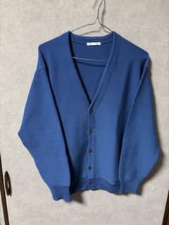 ブルー　GU ウォッシャブルカーディガン　Vネック　Sサイズのサムネイル