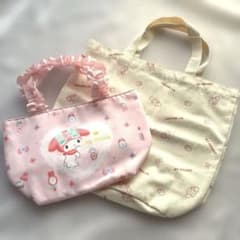 マイメロディ バッグ　2個セット フリル付 ピンク　トートバッグ