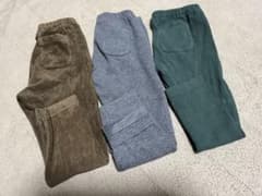 【ユニクロ】　レギンス3本セット　100㎝　　コーデュロイ・フリース・リブのサムネイル