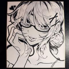 手描き イラスト オリジナル 色紙 モノクロ - メルカリ