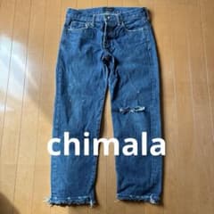 ◆ お買い得美品☆chimala チマラ ダメージ・リペア加工デニム 26 赤耳 ◇ お買い得美品☆chimala チマラ ダメージ・リペア加工デニム 26 赤耳