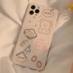 iPhoneケース　韓国　くま　白のサムネイル