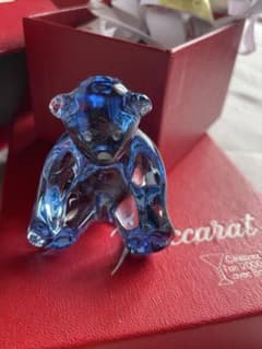 Baccarat ブルー クリスタル ベア フィギュア箱付き - メルカリ
