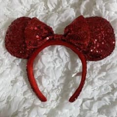 ディズニーカチューシャ ミニー スパンコール レッドのサムネイル