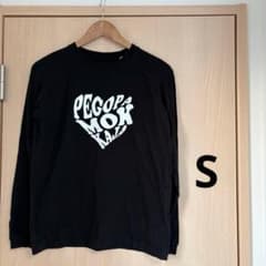 Tシャツ カットソー 長袖 黒 S ハート 普段着 ラフ カジュアル コットン