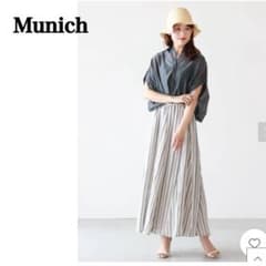 Munich(ミューニック)】 リネンビスコースマルチストライプフレア