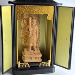 仏教美術 木彫 木製 不動明王 仏像 彫刻 オブジェ 東洋彫刻 - メルカリ