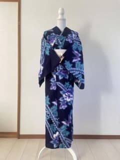 新品浴衣 Kansai 山本寛斎 綿絽 黒 濃紺 大人 蛍 仕付け糸 綿100% 山本寛斎 kansai ブランド浴衣 注染染め 紺 紫 蝶 花柄 - メルカリ