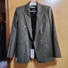 ZARA テーラードジャケット カーキ Sサイズのサムネイル
