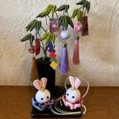 【購入済】七夕②　小　つまみ細工　織姫彦星　ちりめん細工 購入済】七夕② 小 つまみ細工 織姫彦星 ちりめん細工（売却済