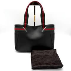 収納袋付き】GUCCI グッチ シェリーライン トートバッグ GG柄 黒