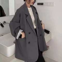 ダブルボタンオーバーサイズジャケット　グレー　Mサイズのサムネイル