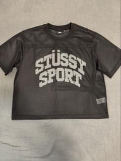 STUSSY メッシュ ゲームシャツ L ブラック ポリエステル Stussy ステューシー メッシュTシャツ ゲームシャツ 黒 Mサイズ ロゴ