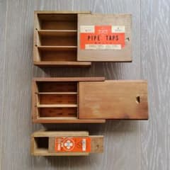 古い木箱 3個セット スライド蓋 小物入 ツールボックス 昭和レトロ