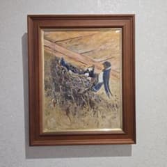 油彩画 額装 燕の巣 雛 鳥 絵画 アート 油彩画 額装 燕の巣 雛 鳥 絵画 アート - メルカリ