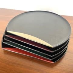 【新品・未使用】桂由美　漆器　半月　お盆　プレート　5枚セットのサムネイル