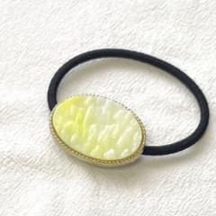 ヘアゴム オーバル型 ガラス きいろ ステンドグラス イエローのサムネイル