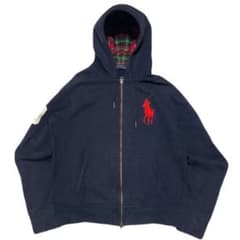 美品y2k archiveラルフローレンビックポニージップパーカー短丈紺 