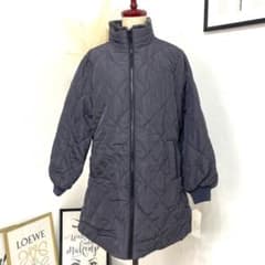 ロングコート ネイビー M フェイクファー 上品 可愛い 軽量 暖かい アウターのサムネイル
